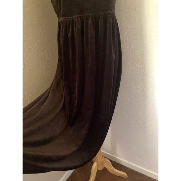Vintage 90's Brown VELVET Dress - Studio Ease - Sleeveless Brown Maxi Dress - M - Picture 4 of 8